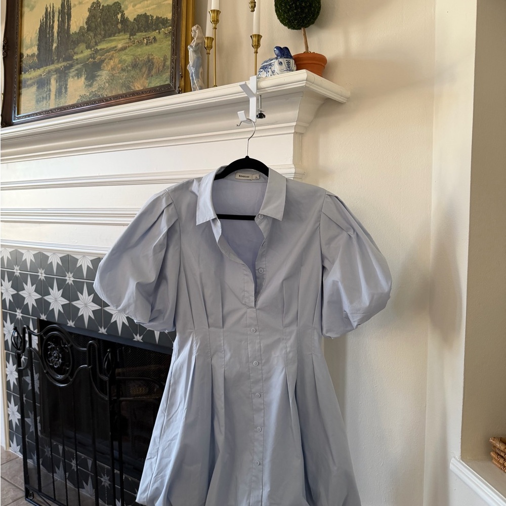 Simkhai Elegant Blue Puff Sleeve Dress